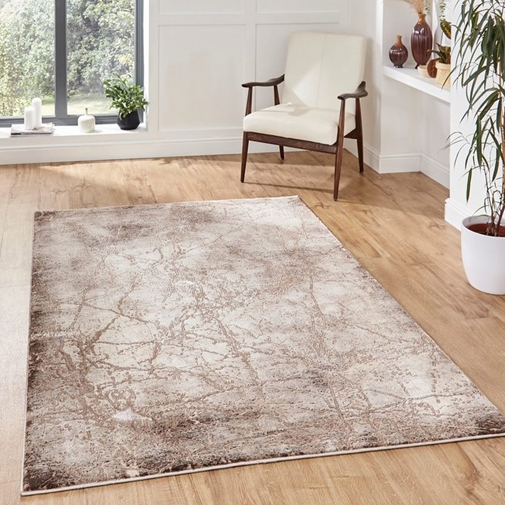 Florence 50035 Distressed Abstract Rugs in Beige